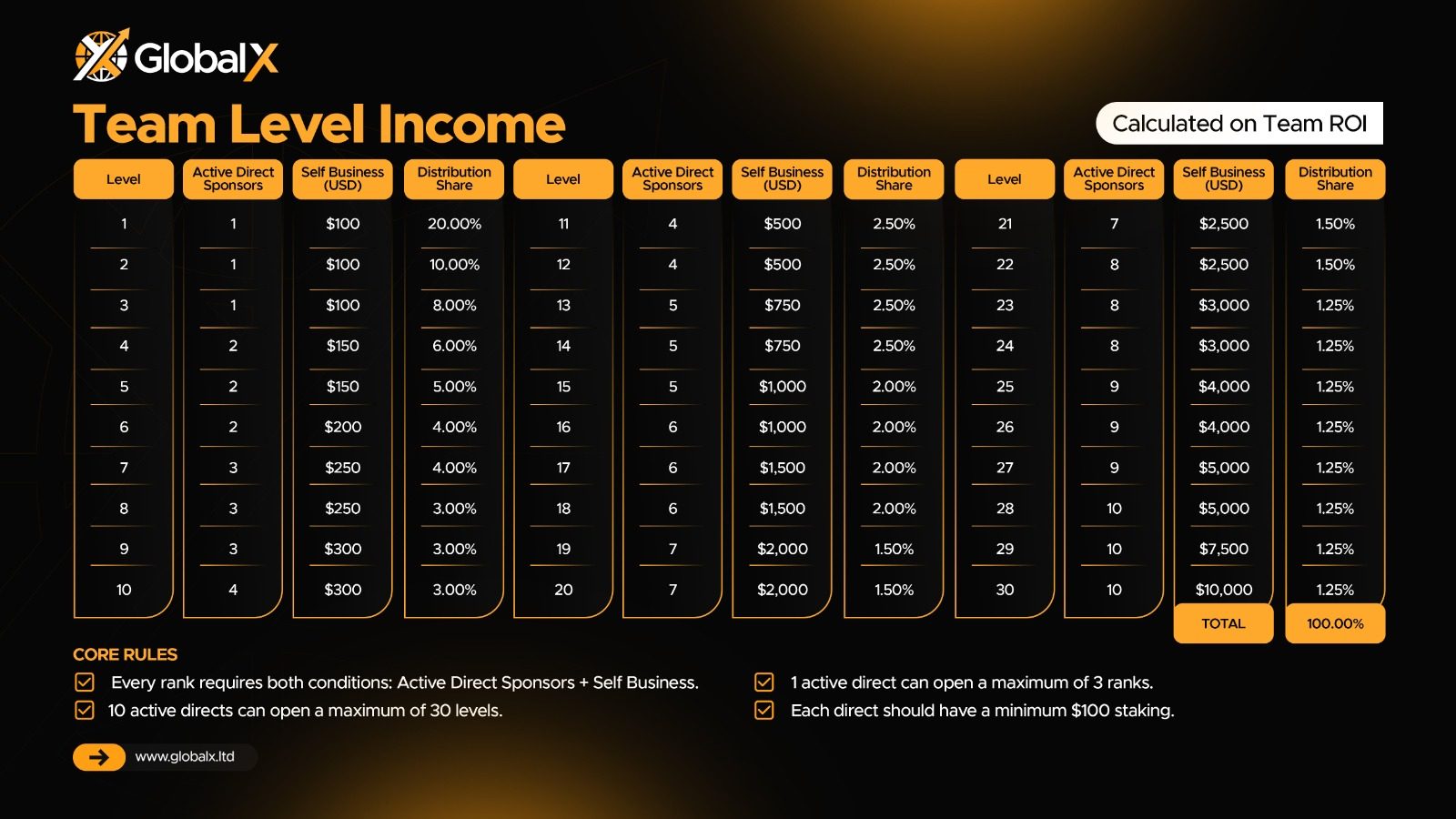 Team Level Income slide